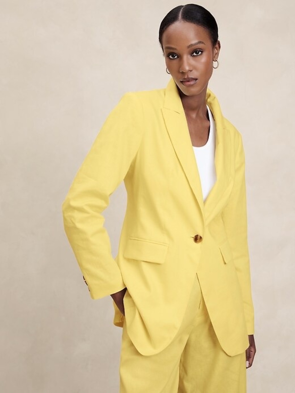 Banana Republic Linen Tailored -Butter Yellow Blazer + Pants